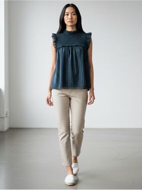 NWT Unsubscribed Smocked Tank in Faded Black Silk Sz 8